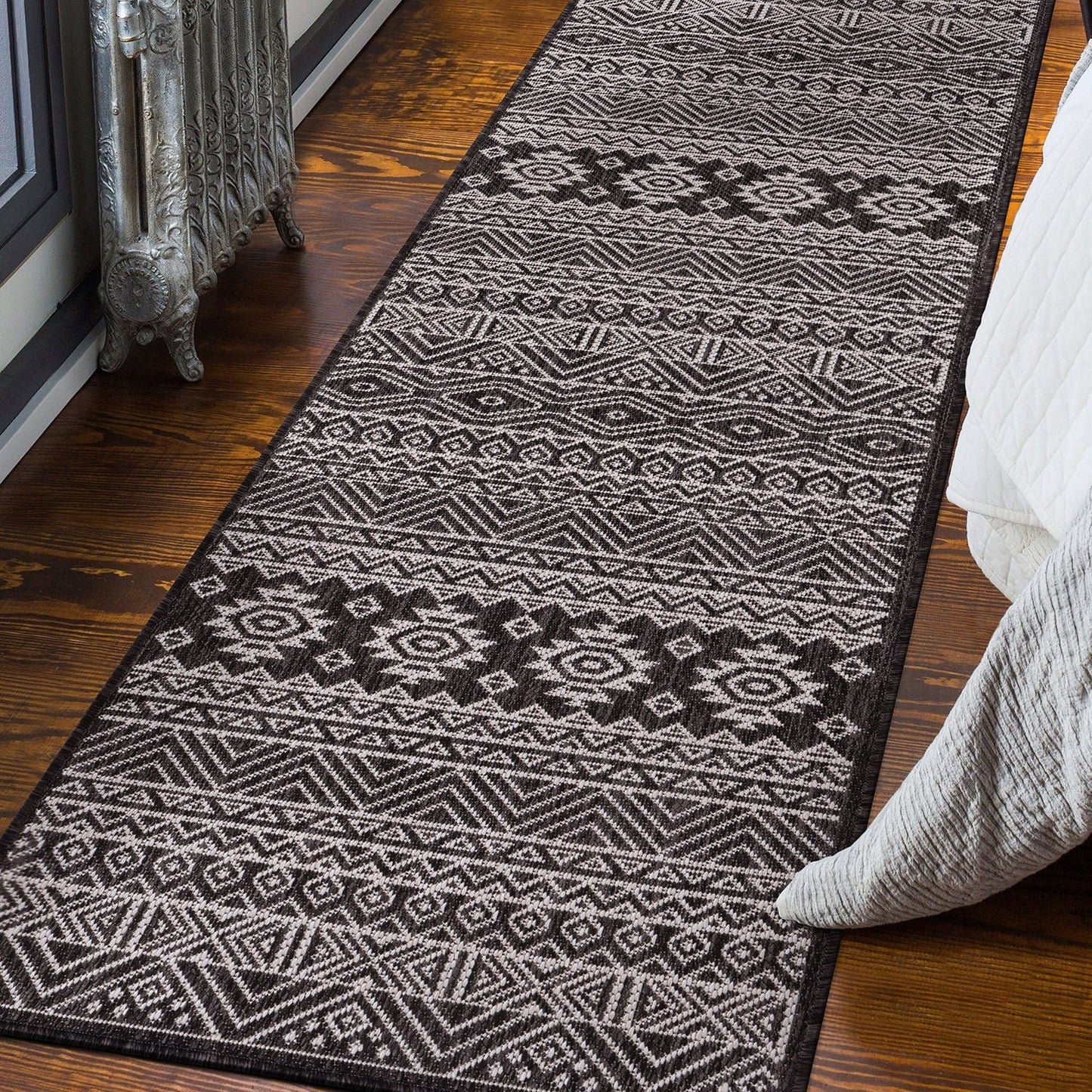 Tapis d'intérieur/extérieur texturé géométrique bohème vieilli World Rug Gallery