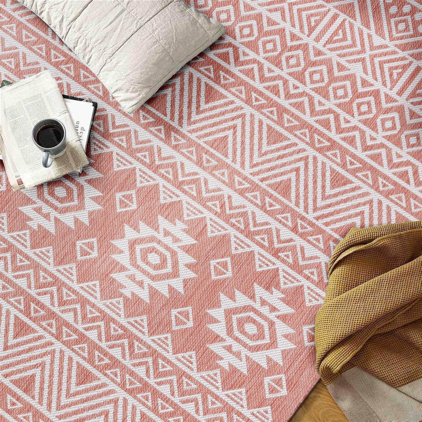 Tapis d'intérieur/extérieur texturé géométrique bohème vieilli World Rug Gallery