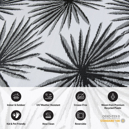 Tapis d'extérieur réversibles en plastique recyclé à motif floral tropical de World Rug Gallery