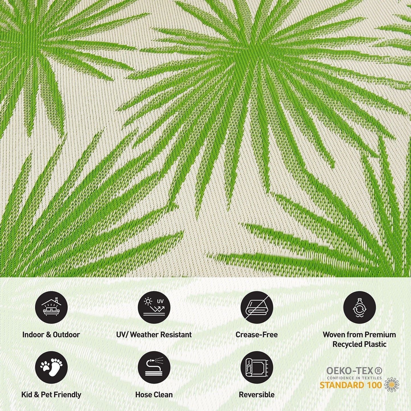 Tapis d'extérieur réversibles en plastique recyclé à motif floral tropical de World Rug Gallery