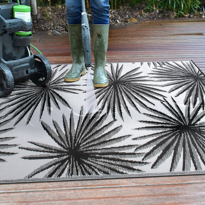 Tapis d'extérieur réversibles en plastique recyclé à motif floral tropical de World Rug Gallery