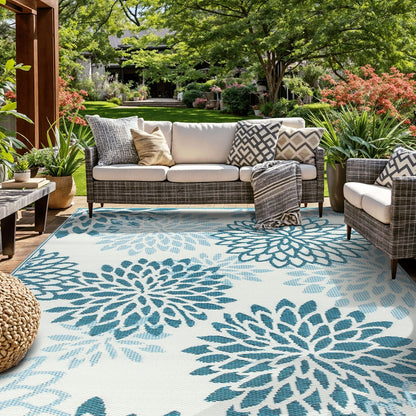 Tapis d'extérieur réversibles modernes à motif floral Aloha en plastique recyclé de World Rug Gallery