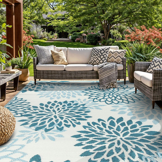 Tapis d'extérieur réversibles modernes à motif floral Aloha en plastique recyclé de World Rug Gallery