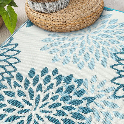 Tapis d'extérieur réversibles modernes à motif floral Aloha en plastique recyclé de World Rug Gallery