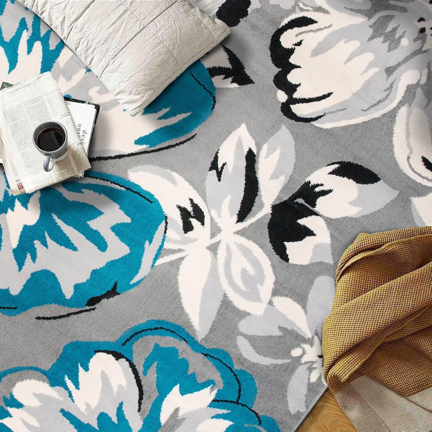 Tapis moderne à motif floral de la World Rug Gallery