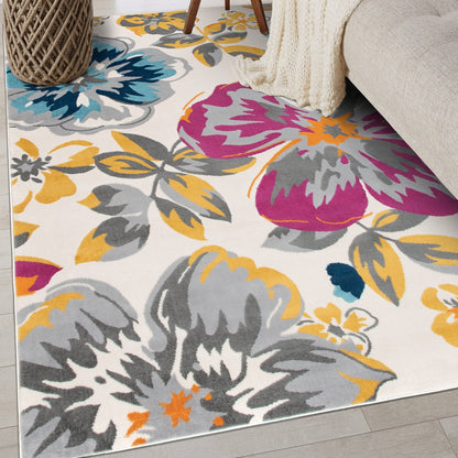 Tapis moderne à motif floral de la World Rug Gallery