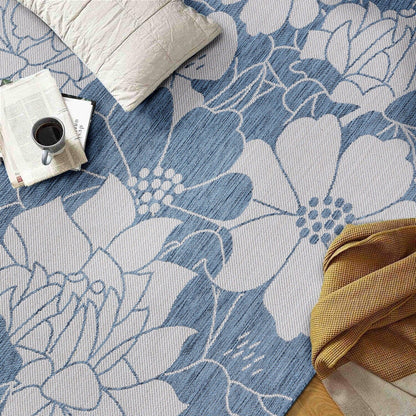 Tapis d'intérieur/extérieur moderne à motif floral texturé World Rug Gallery