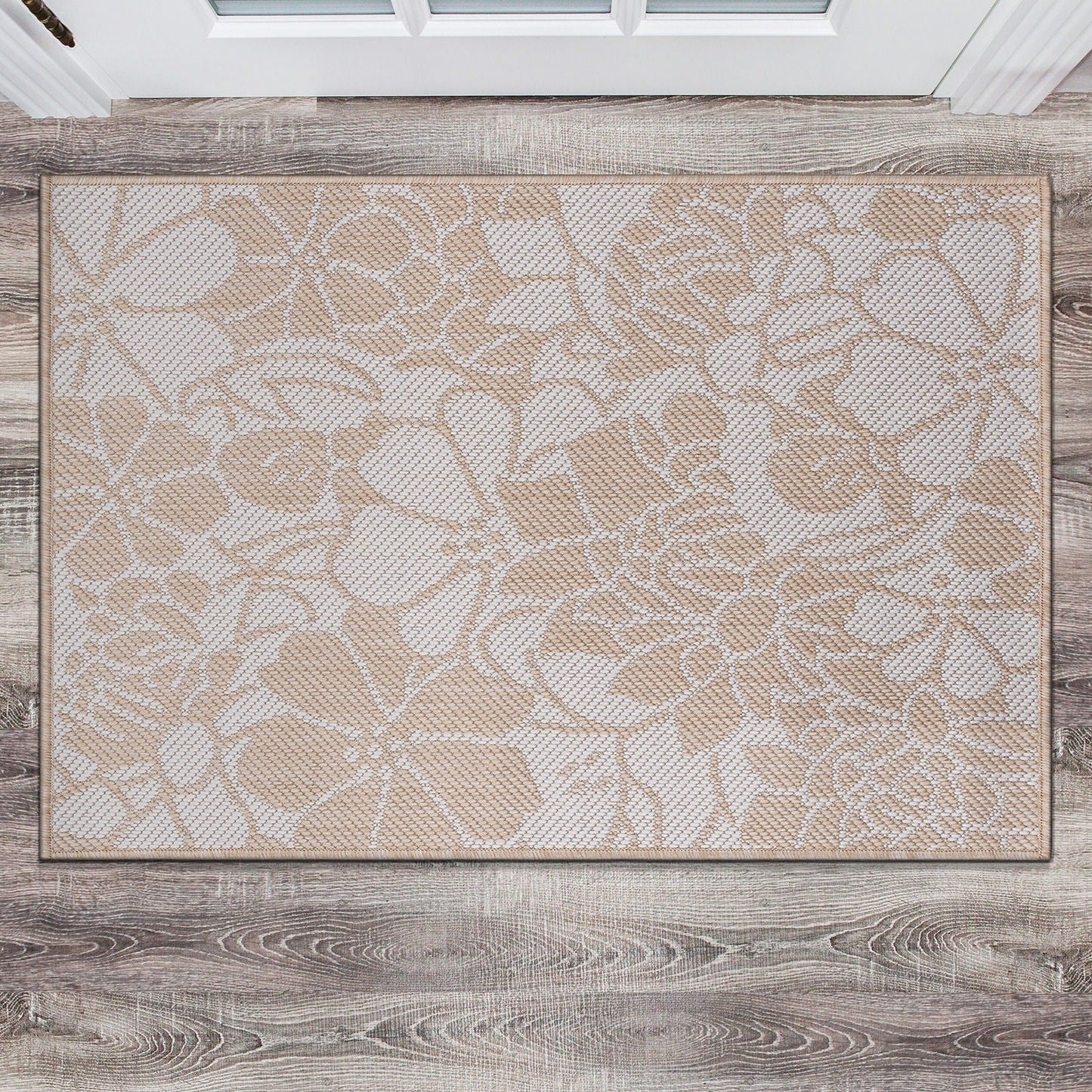 Tapis d'intérieur/extérieur moderne à motif floral texturé World Rug Gallery