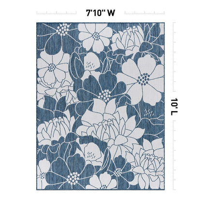 Tapis d'intérieur/extérieur moderne à motif floral texturé World Rug Gallery