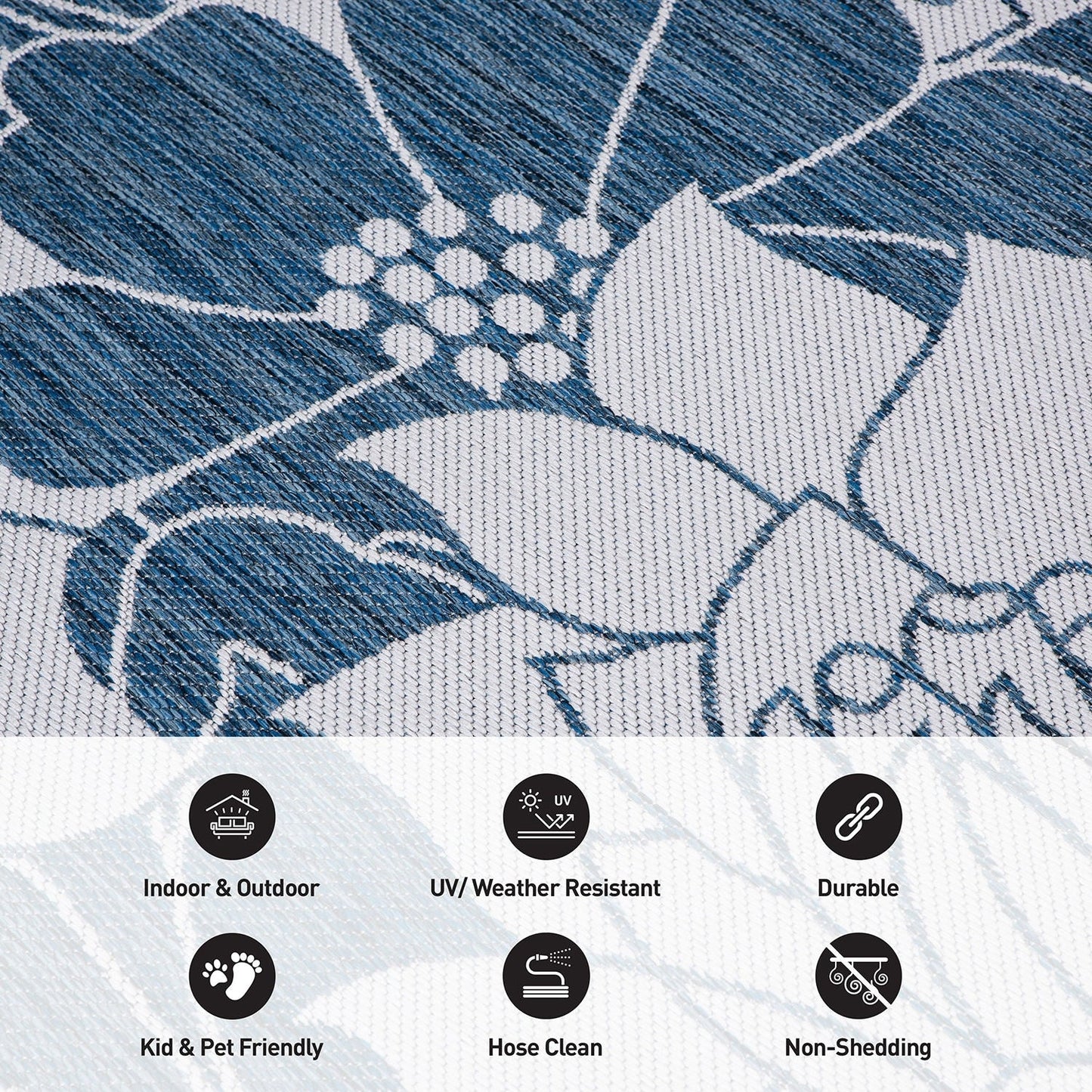 Tapis d'intérieur/extérieur moderne à motif floral texturé World Rug Gallery