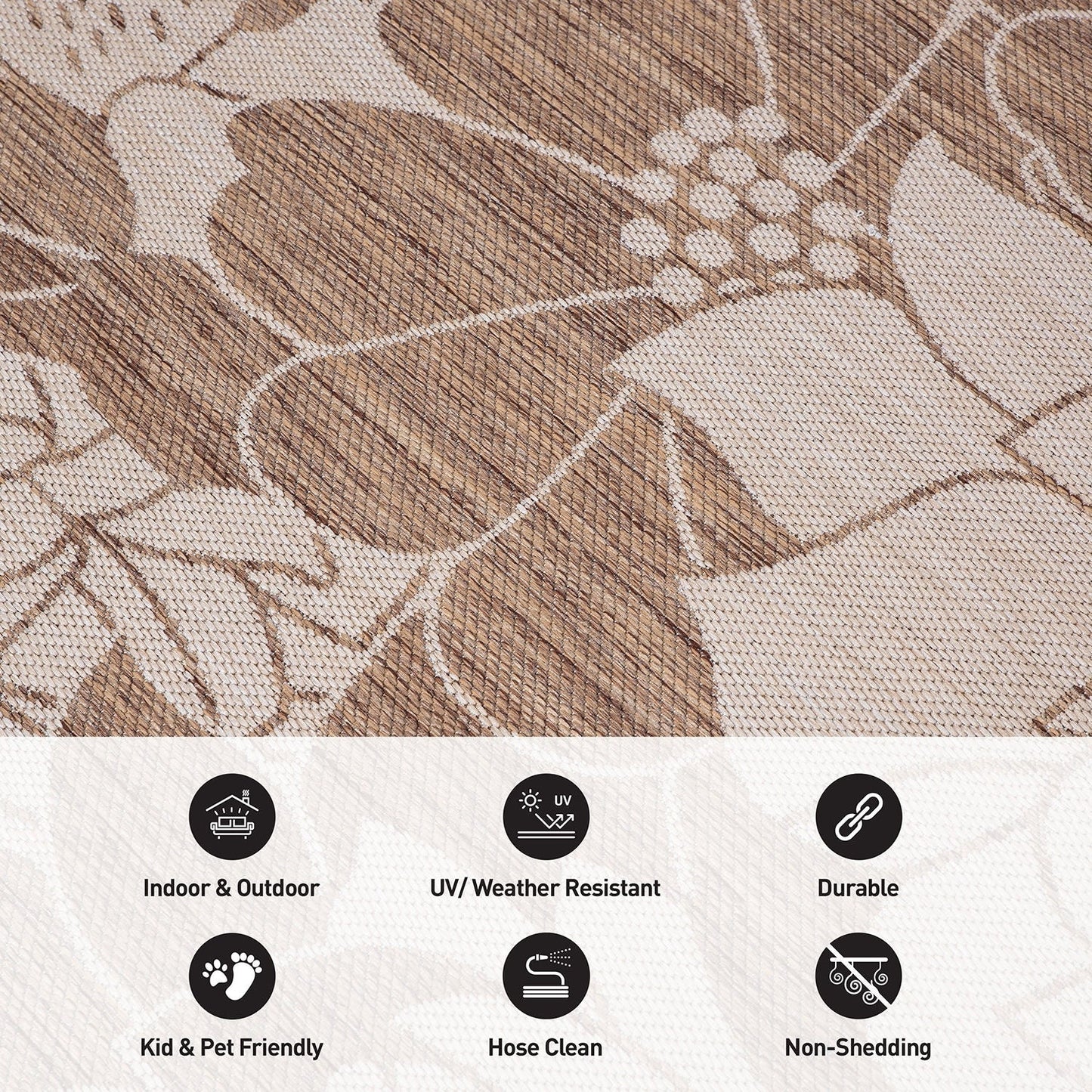 Tapis d'intérieur/extérieur moderne à motif floral texturé World Rug Gallery