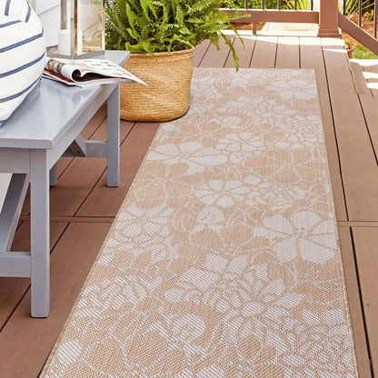 Tapis d'intérieur/extérieur moderne à motif floral texturé World Rug Gallery