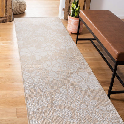 Tapis d'intérieur/extérieur moderne à motif floral texturé World Rug Gallery