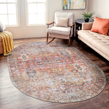 Tapis de transition World Rug Gallery, aspect vieilli, lavable en machine, antidérapant
