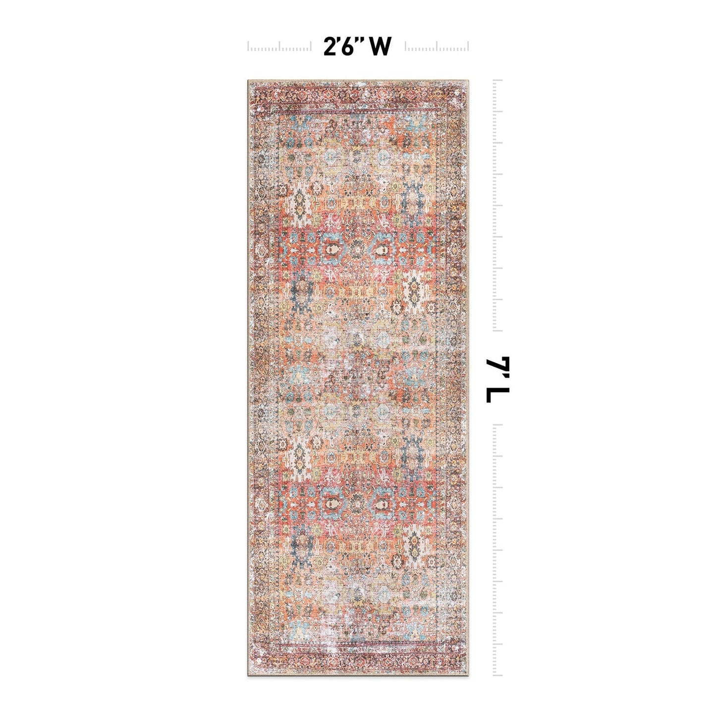 Tapis de transition World Rug Gallery, aspect vieilli, lavable en machine, antidérapant