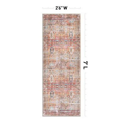 Tapis de transition World Rug Gallery, aspect vieilli, lavable en machine, antidérapant