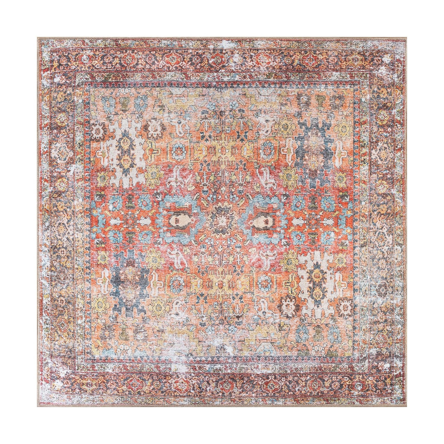 Tapis de transition World Rug Gallery, aspect vieilli, lavable en machine, antidérapant