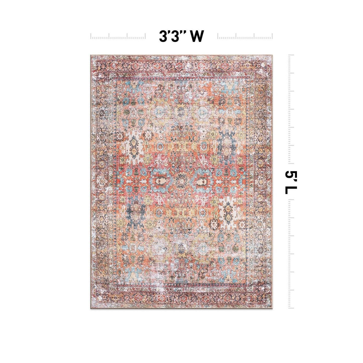 Tapis de transition World Rug Gallery, aspect vieilli, lavable en machine, antidérapant
