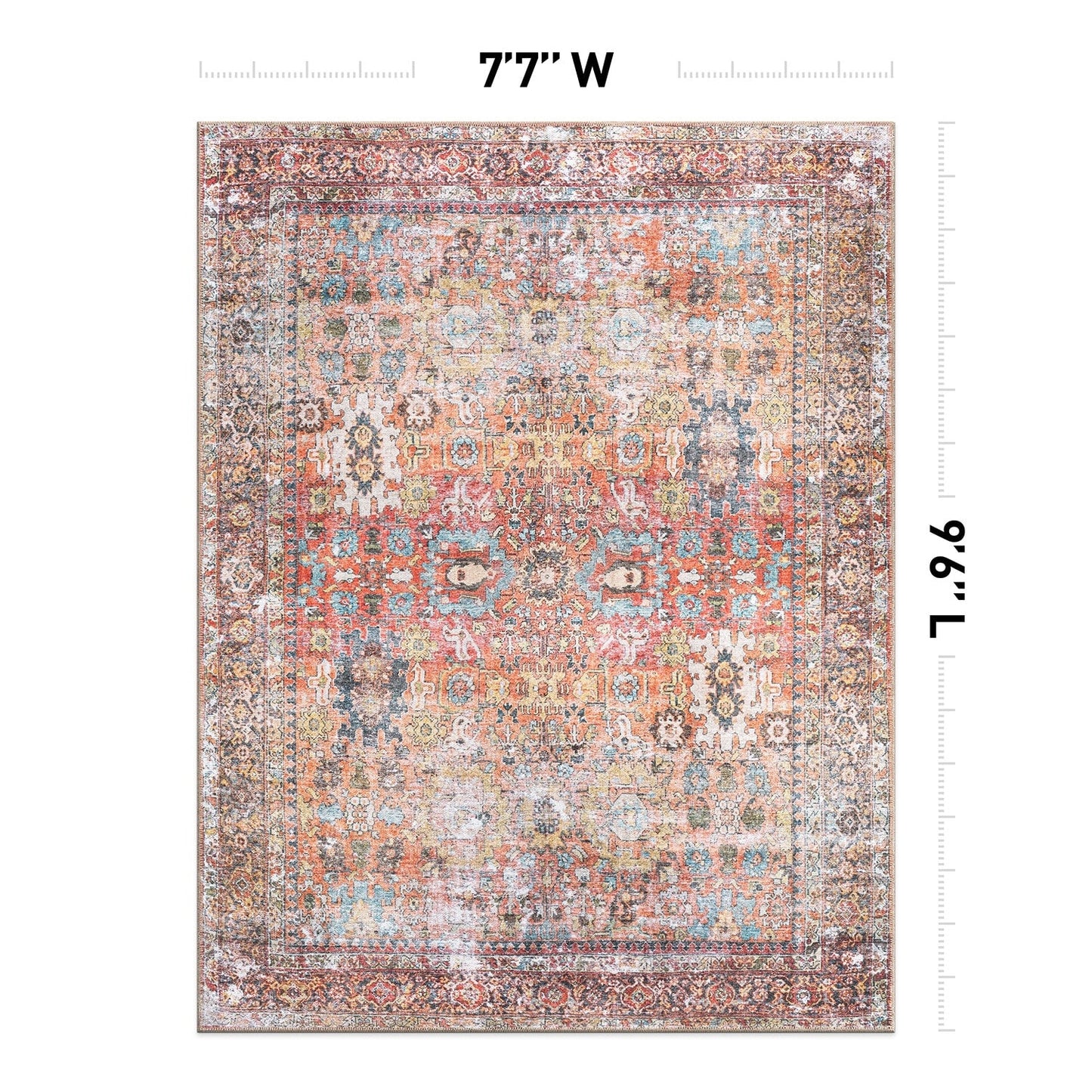 Tapis de transition World Rug Gallery, aspect vieilli, lavable en machine, antidérapant