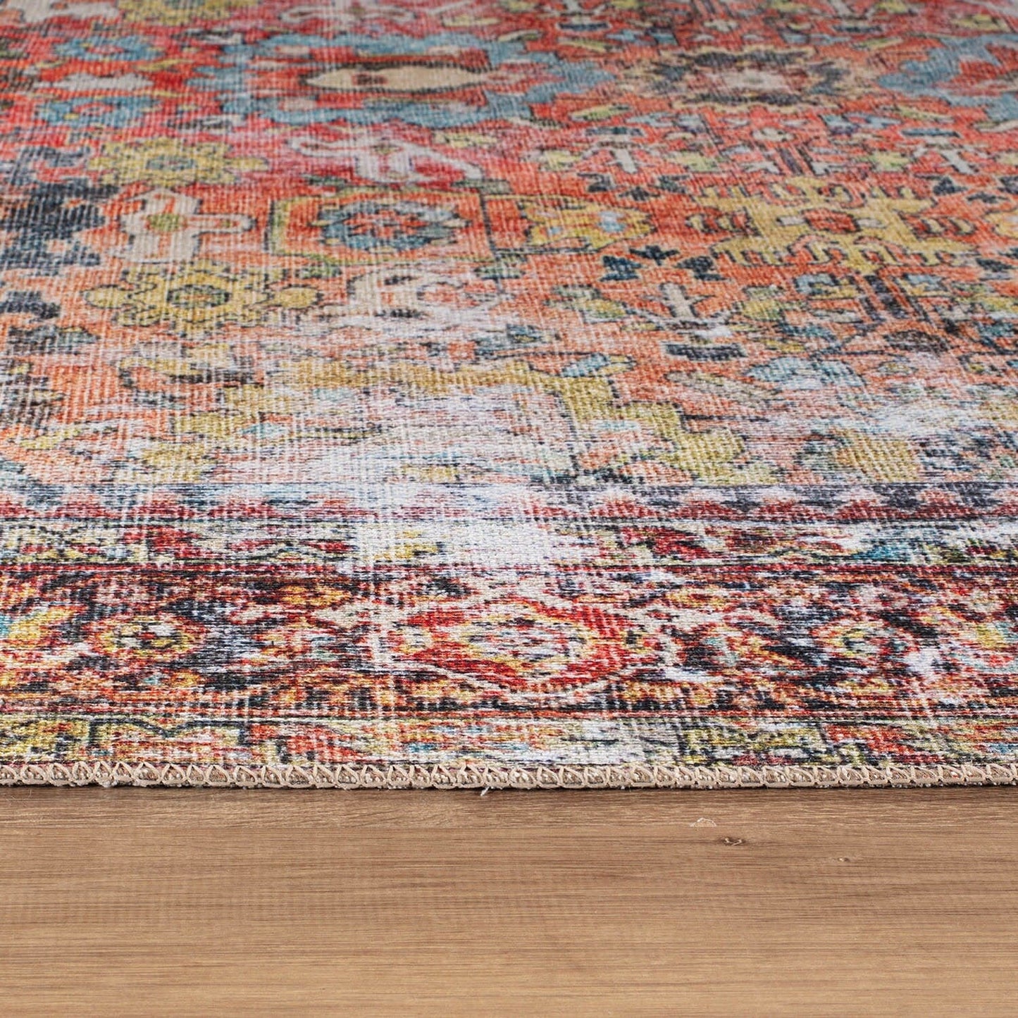 Tapis de transition World Rug Gallery, aspect vieilli, lavable en machine, antidérapant