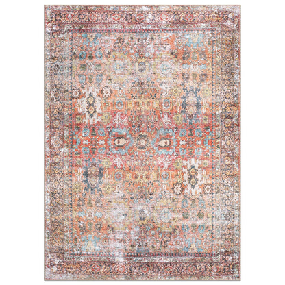 Tapis de transition World Rug Gallery, aspect vieilli, lavable en machine, antidérapant