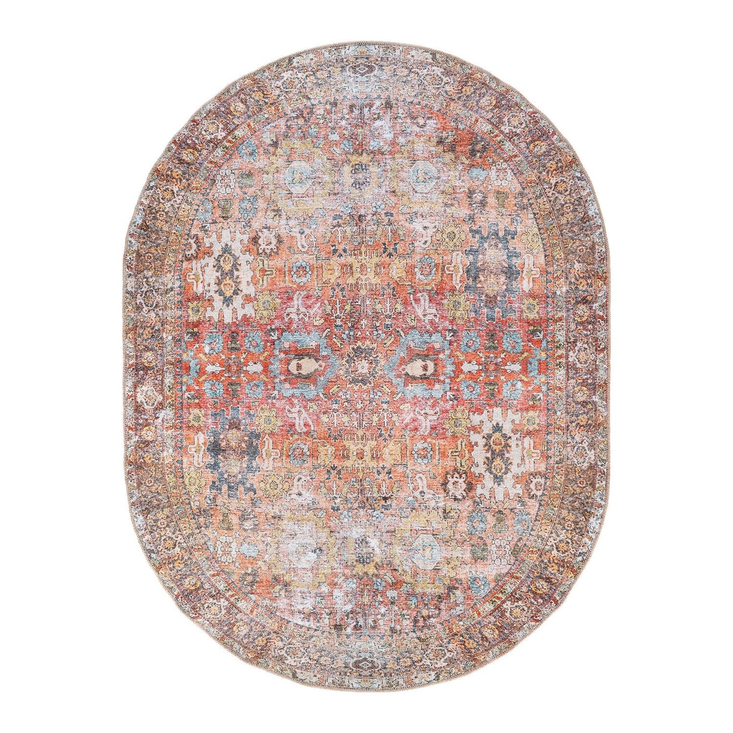 Tapis de transition World Rug Gallery, aspect vieilli, lavable en machine, antidérapant