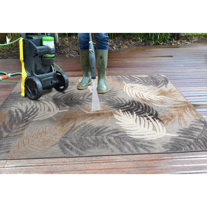 Tapis d'intérieur/extérieur moderne à motif floral tropical de World Rug Gallery