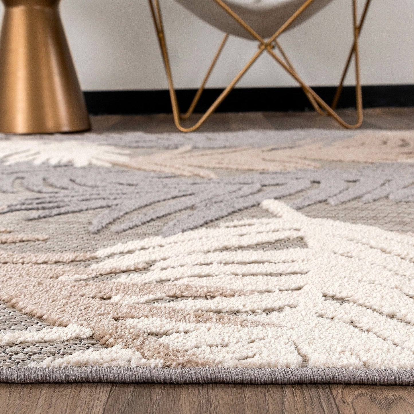 Tapis d'intérieur/extérieur moderne à motif floral tropical de World Rug Gallery