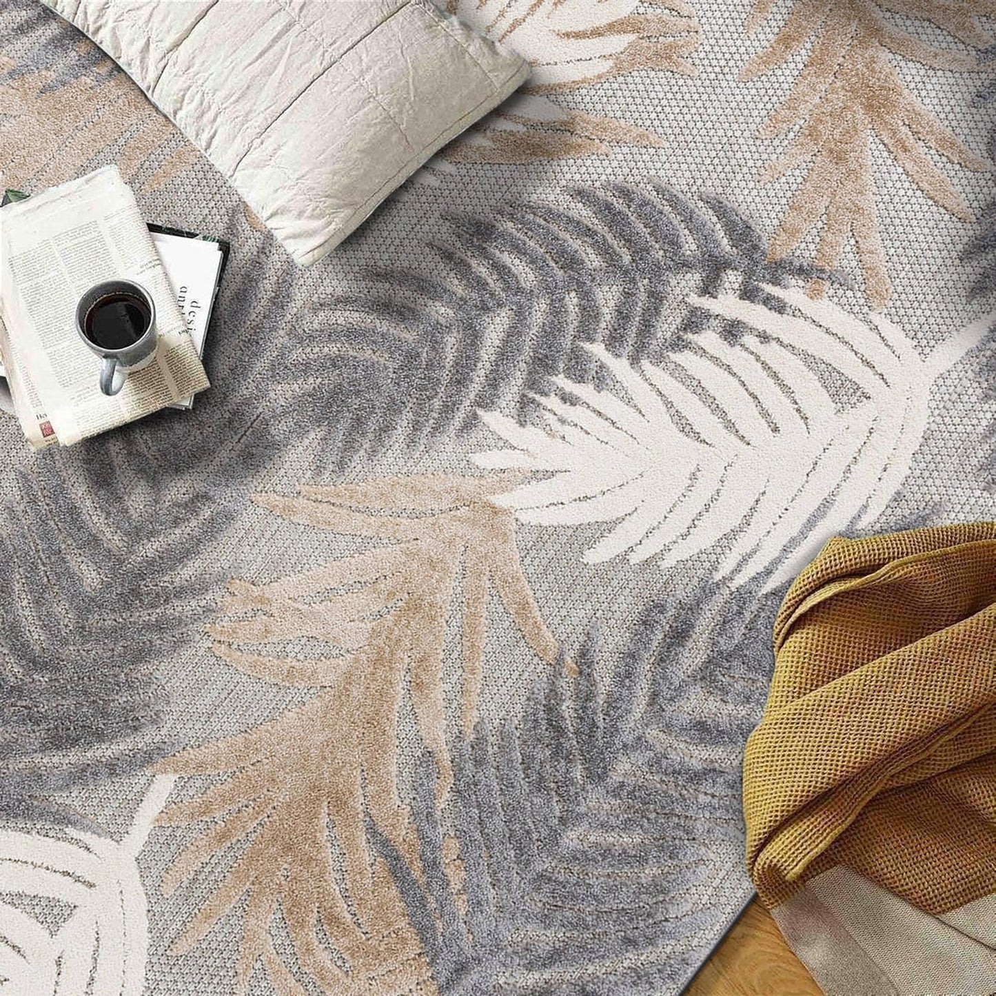 Tapis d'intérieur/extérieur moderne à motif floral tropical de World Rug Gallery