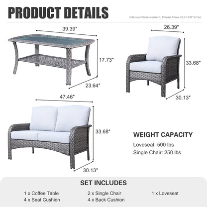 Ensemble de conversation de patio extérieur XIZZI 4 pièces avec table