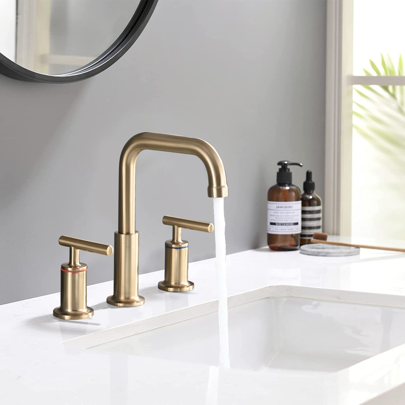 Robinet de lavabo de luxe YASIU 8 pouces à entraxe large avec bonde escamotable