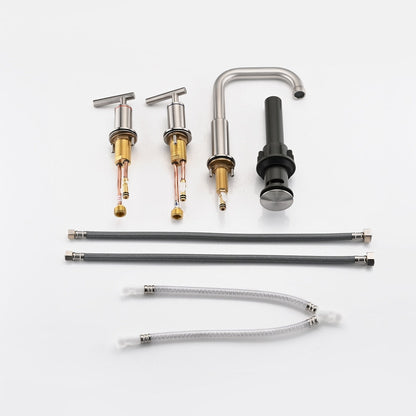 Robinet de lavabo de luxe YASIU 8 pouces à entraxe large avec bonde escamotable