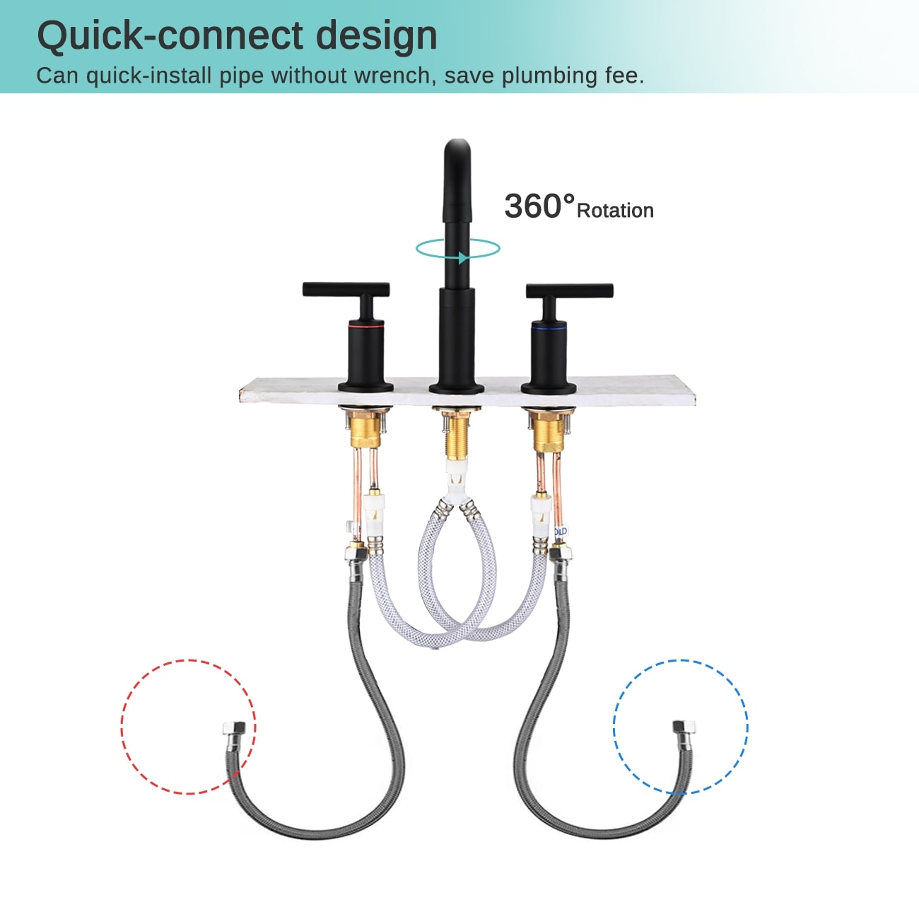 Robinet de lavabo de luxe YASIU 8 pouces à entraxe large avec bonde escamotable