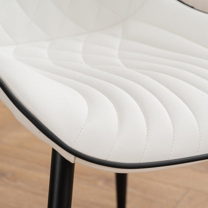 Ensemble de 2 chaises de salle à manger modernes sans accoudoirs, revêtues de cuir.