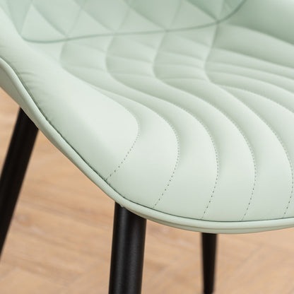 Ensemble de 2 chaises de salle à manger modernes sans accoudoirs, revêtues de cuir.