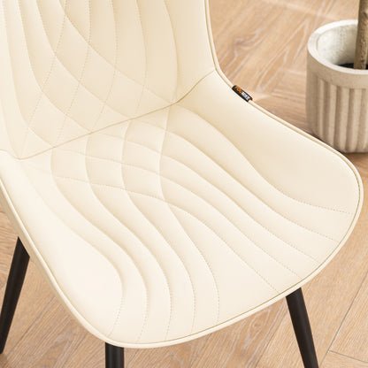 Ensemble de 2 chaises de salle à manger modernes sans accoudoirs, revêtues de cuir.
