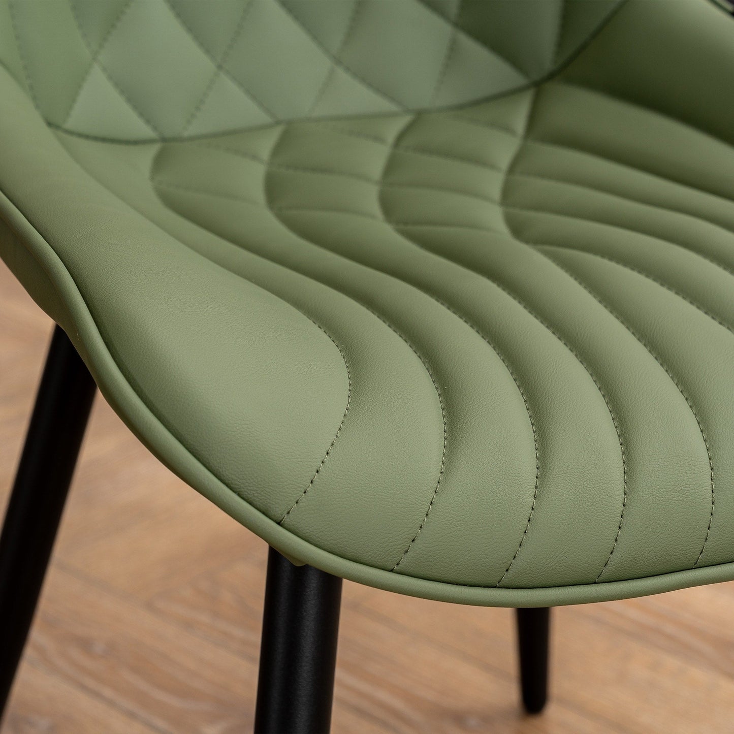 Ensemble de 2 chaises de salle à manger modernes sans accoudoirs, revêtues de cuir.