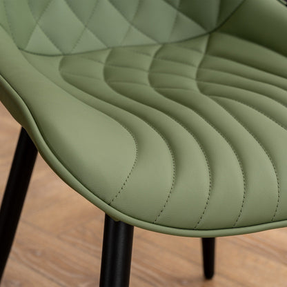 Ensemble de 2 chaises de salle à manger modernes sans accoudoirs, revêtues de cuir.