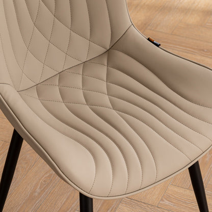 Ensemble de 2 chaises de salle à manger modernes sans accoudoirs, revêtues de cuir.