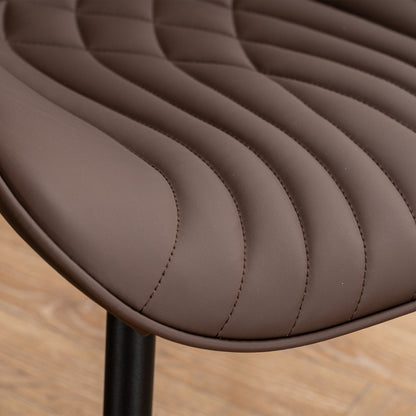 Ensemble de 2 chaises de salle à manger modernes sans accoudoirs, revêtues de cuir.