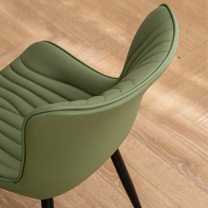 Ensemble de 2 chaises de salle à manger modernes sans accoudoirs, revêtues de cuir.