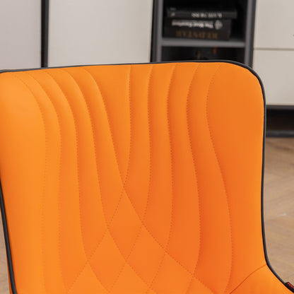 Ensemble de 2 chaises de salle à manger modernes sans accoudoirs, revêtues de cuir.