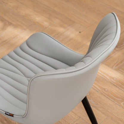 Ensemble de 2 chaises de salle à manger modernes sans accoudoirs, revêtues de cuir.