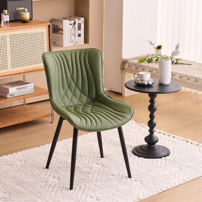 Ensemble de 2 chaises de salle à manger modernes sans accoudoirs, revêtues de cuir.