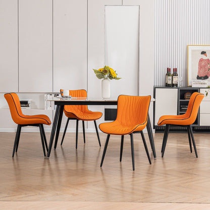 Ensemble de 2 chaises de salle à manger modernes sans accoudoirs, revêtues de cuir.