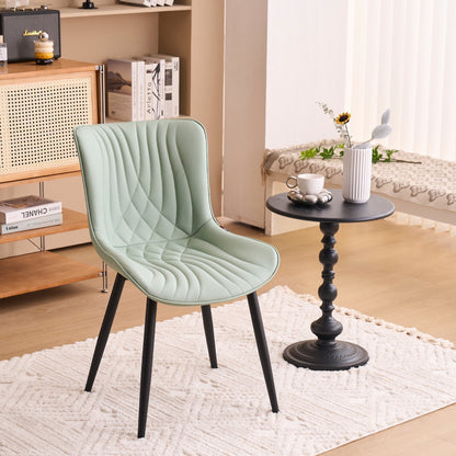 Ensemble de 2 chaises de salle à manger modernes sans accoudoirs, revêtues de cuir.