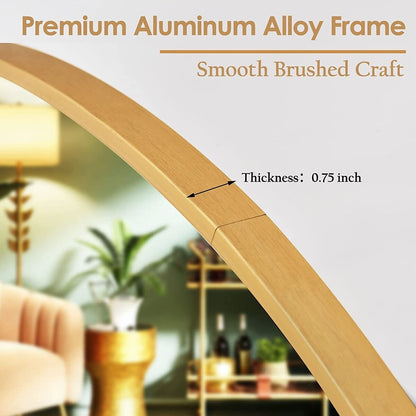 Miroir rond mural YVANLA pour salle de bain avec cadre en métal