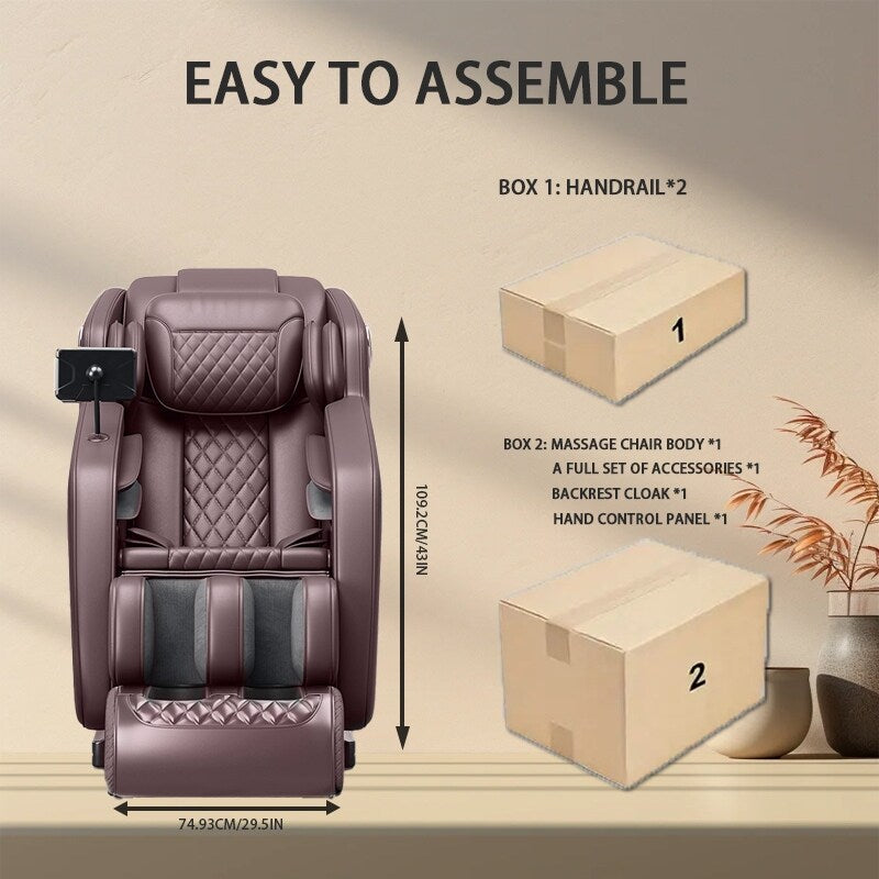 Fauteuil inclinable de massage à gravité zéro avec massage complet du corps, chauffage et audio Bluetooth intégré