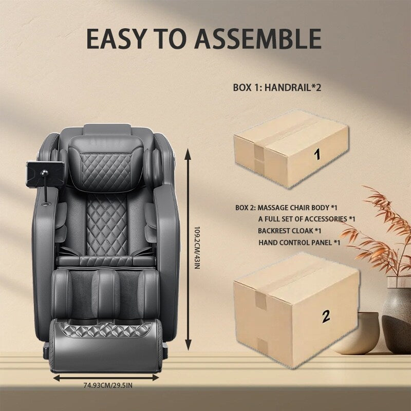 Fauteuil inclinable de massage à gravité zéro avec massage complet du corps, chauffage et audio Bluetooth intégré