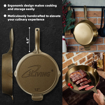 Poêle en fonte polie miroir iLiving Seasoned Modern Heirloom 12 (2,7/3,7 L)